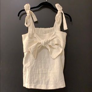 Cream Knotted Tank w/ Tie-up Straps